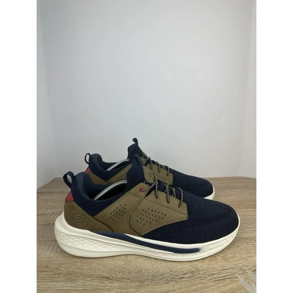 Skechers 210892 Relaxed Fit Air Cooled Memory Foam Men’s US 12 Navy Tan